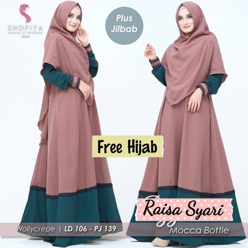Baju Gamis Maxi Maxy Dress Wanita Muslim Syari Kondangan Busui FREE Hijab Khimar Plus Jilbab Renda A