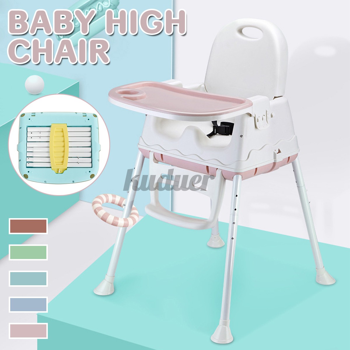 Multifunctinal Baby Feeding High Chair Wheel Portable Table Study