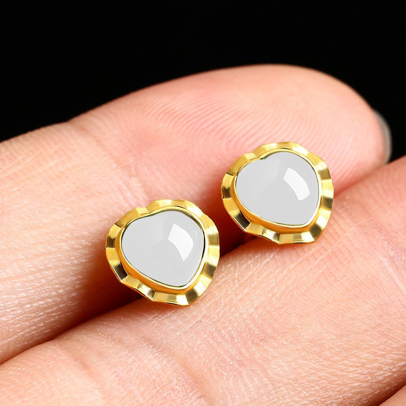 Anting Tusuk Model Chalcedony Warna Emas Untuk Wanita