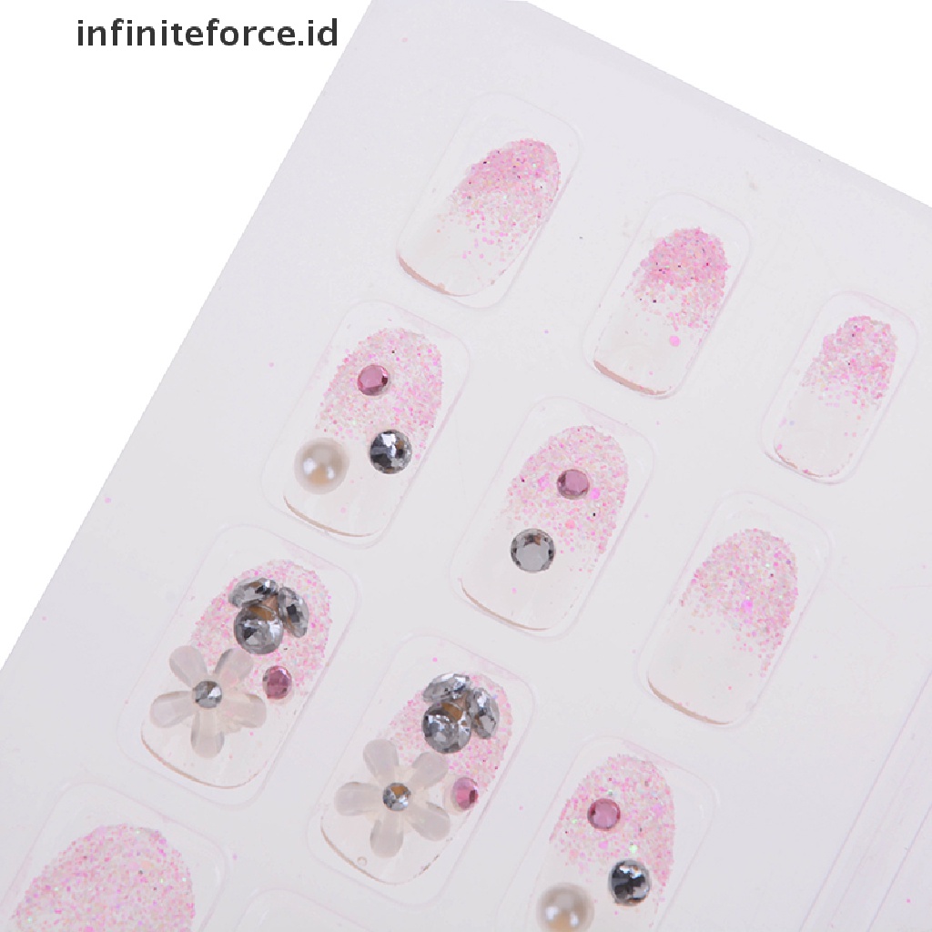 (Infiniteforce.Id) 24pcs / Set Kuku Palsu Akrilik 3d Untuk Nail Art