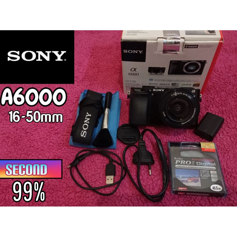 FOTOGRAFI CAMERA DIGITAL SONY A6000 SINGLE KIT 16-50MM f/3.5-5.6 OSS - BLACK - BEKAS / SECOND - 99%