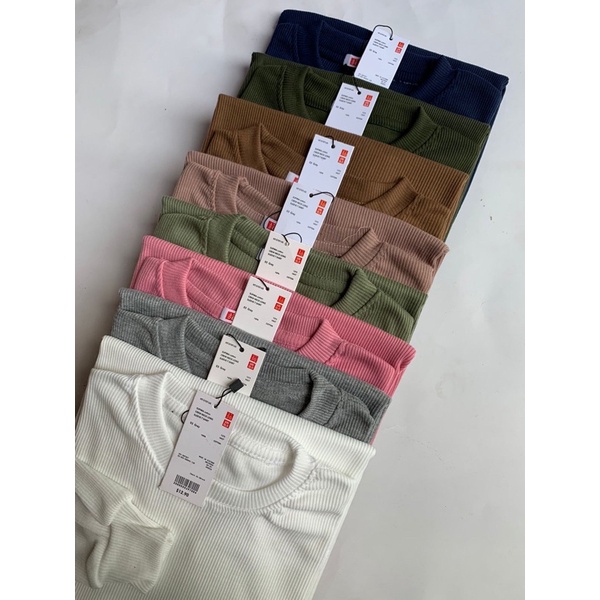 KAOS RIB LENGAN PANJANG ATASAN WANITA BLOUSE PANJANG POLOS RAJUT KNIT HALUS UNIQ OVAL