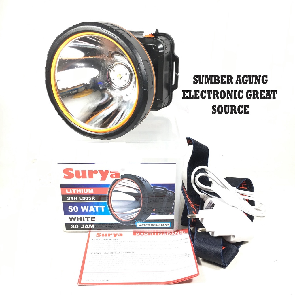 Senter Kepala Surya SYHL505R 50W 50 Watt 505 505R Lithium Tahan 30Jam