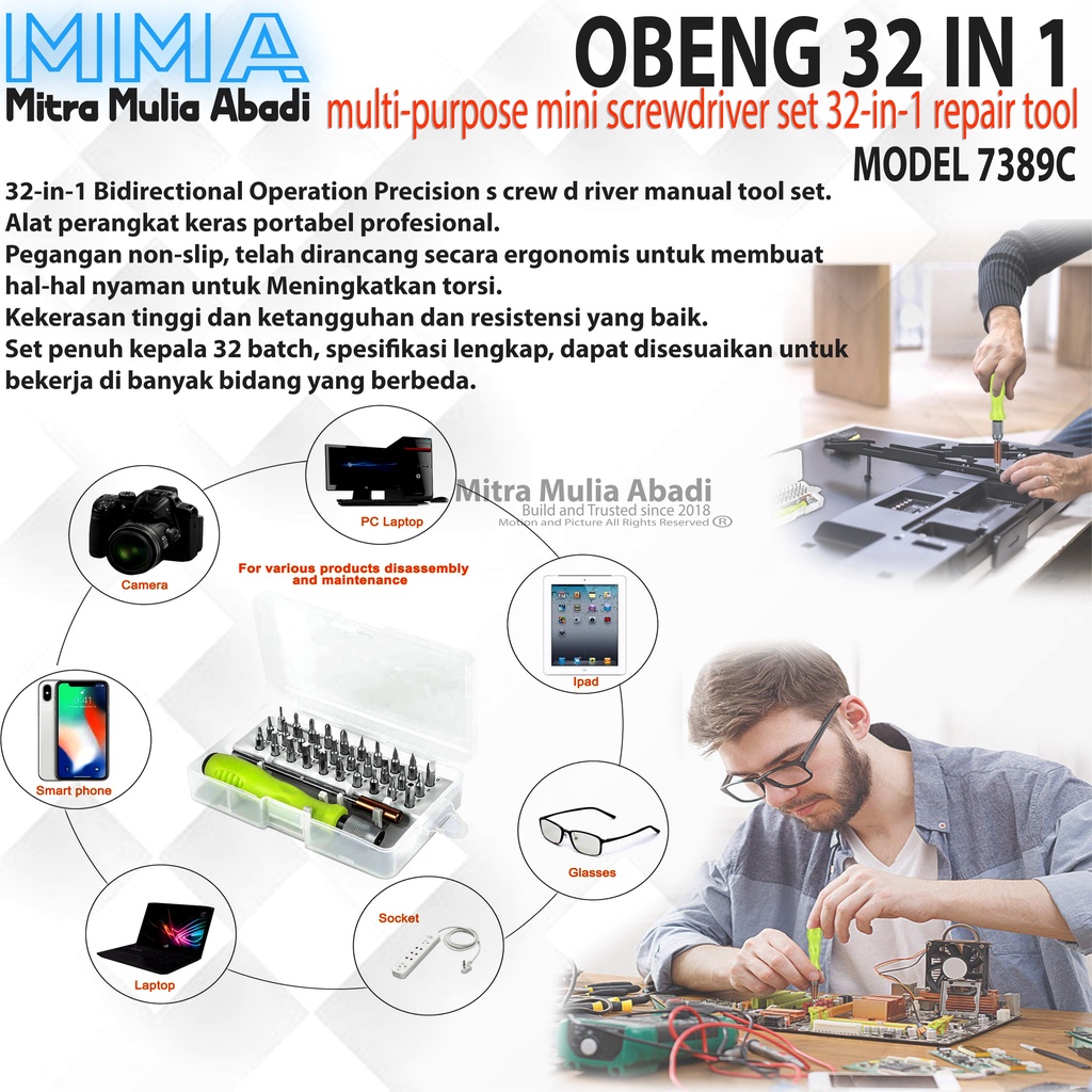Obeng Set 32 in 1 Kotak PREMIUM | Obeng Handphone I Obeng Multifungsi