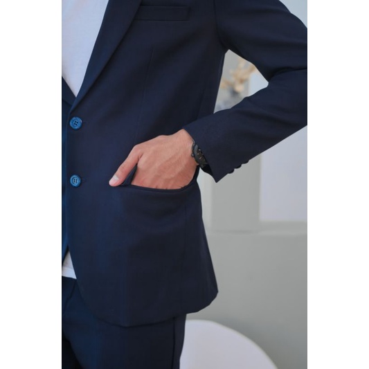Mubeng - Elegant Jas Slimfit Navy (Free Cover Jas)