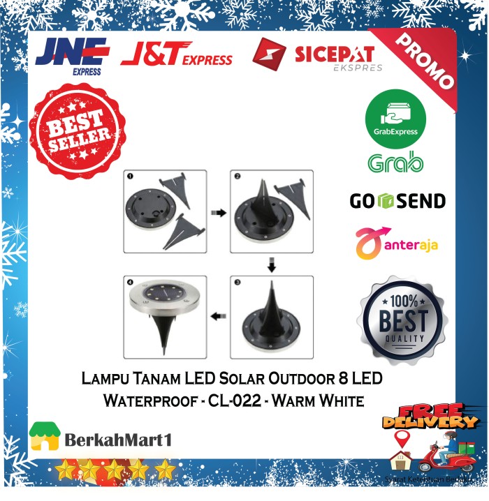 Lampu Hias Taman Tenaga Matahari Surya Solar Outdoor 8 LED Waterproof