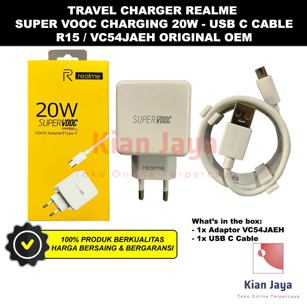 Travel Charger Realme Super VOOC USB C Cable 20W Original OEM Travel Adaptor R15 Flash Charging Casan Hp Ori