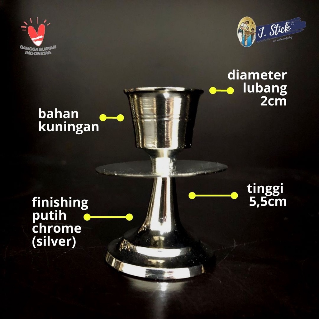 Tempat Lilin - Kuningan , lilin diameter 2 cm