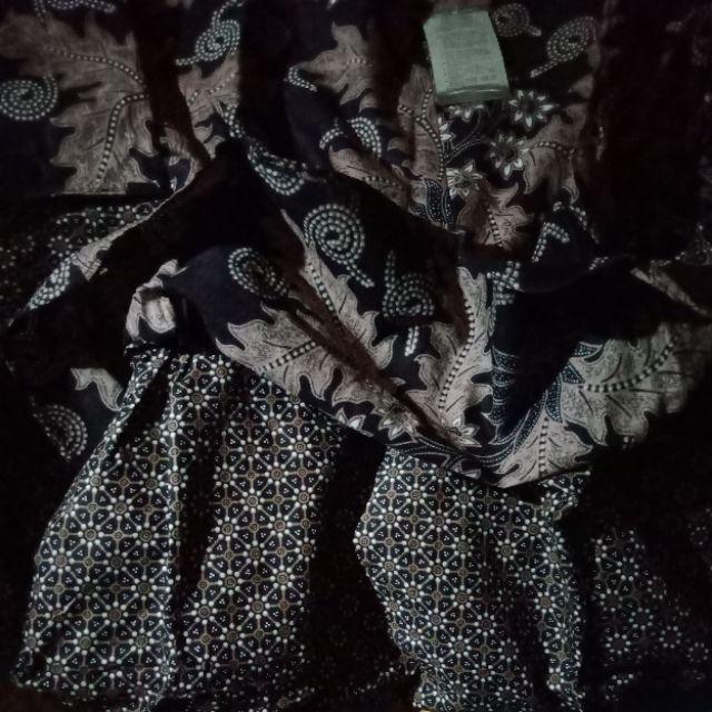 Gamis Peplum Lawasan Daun Batik Modern Wanita Muslimah Elegan