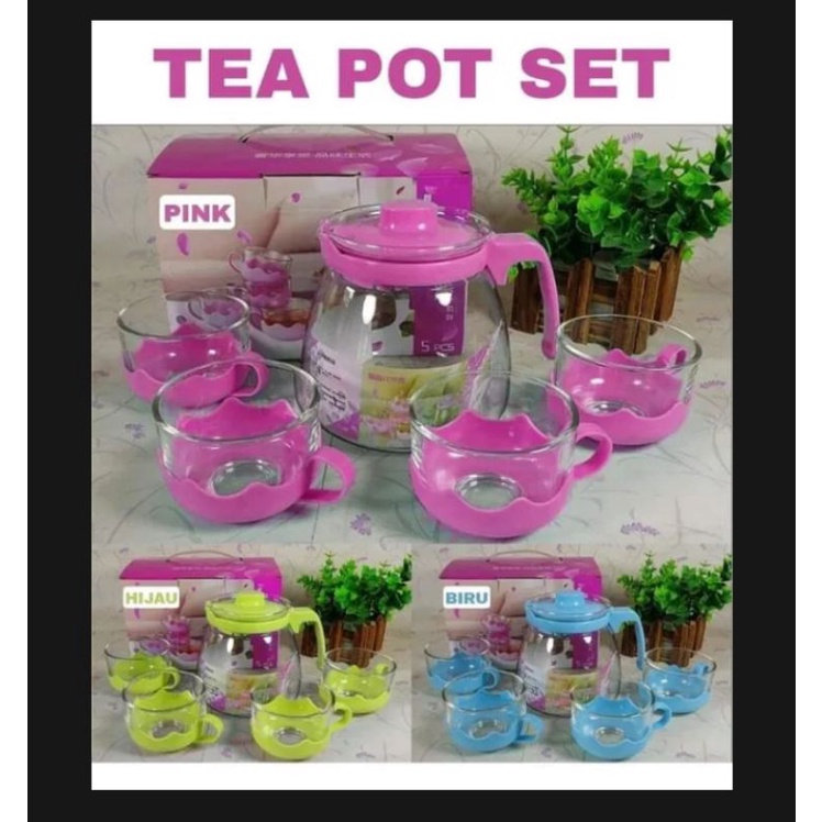 

SUPER MURAH!!TEA POT SARING WARNA /TEA POT WARNA SET / GELAS SET TEKO 4IN1