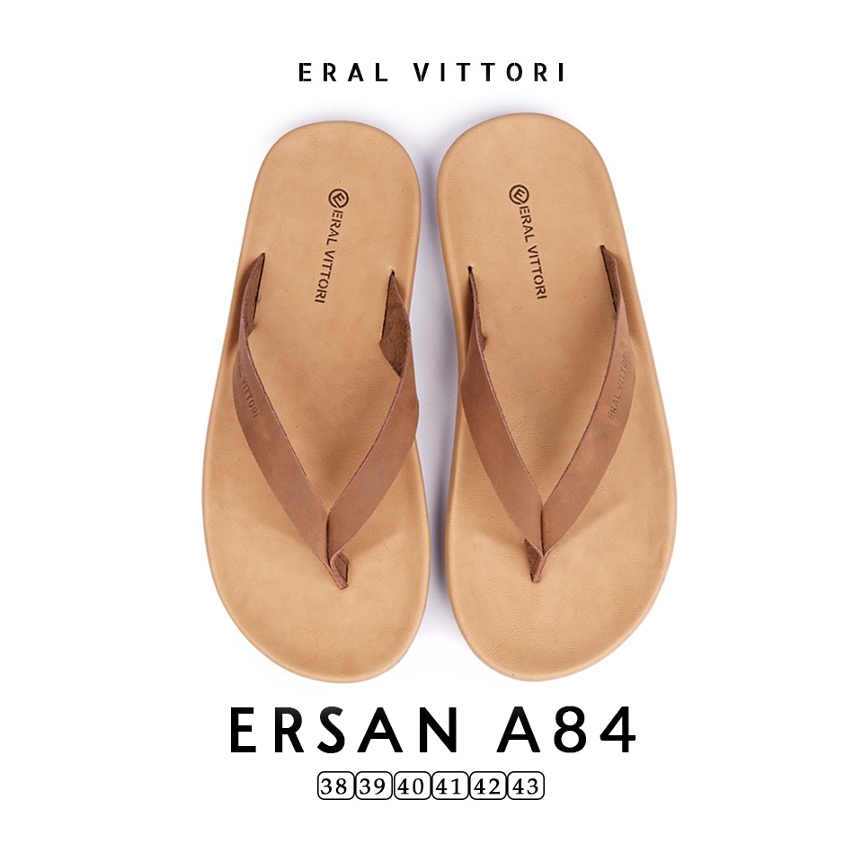 Eral Vittori  - Ersan A84 Sandal Jepit Kulit Harian Santai Pria TAN