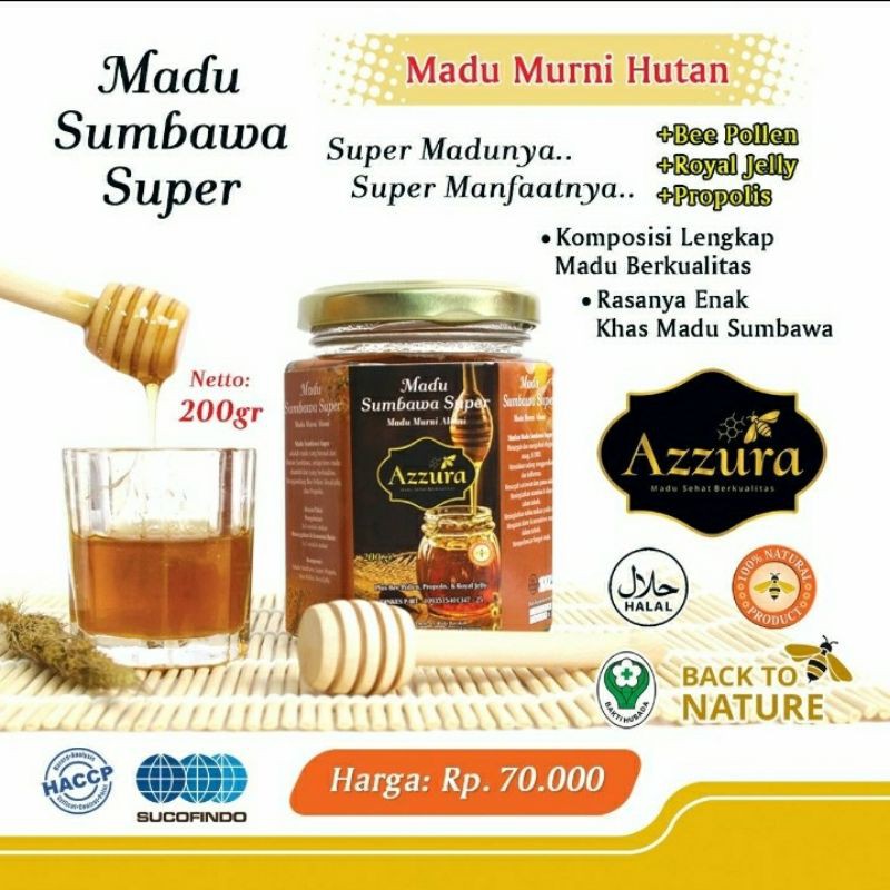 

Madu Azzura - Madu Sumbawa Super - Madu Hutan Sumbawa Asli Murni - Madu Hutan Asli - Madu Uray 200gr