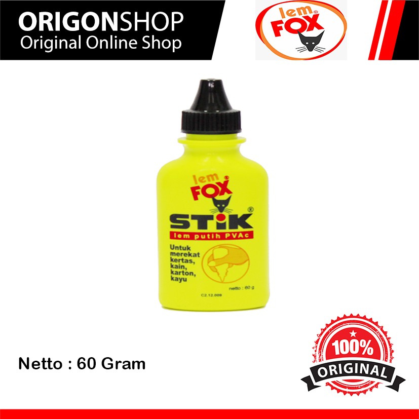 

Lem Fox Stik PVAc Botol 60 gram Original