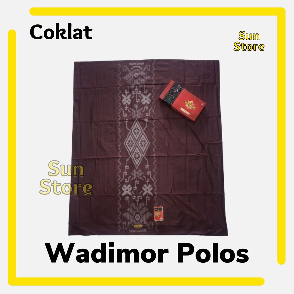 Sarung Tenun Wadimor Polos Warna Coklat Tumpal Kembang Original Premium