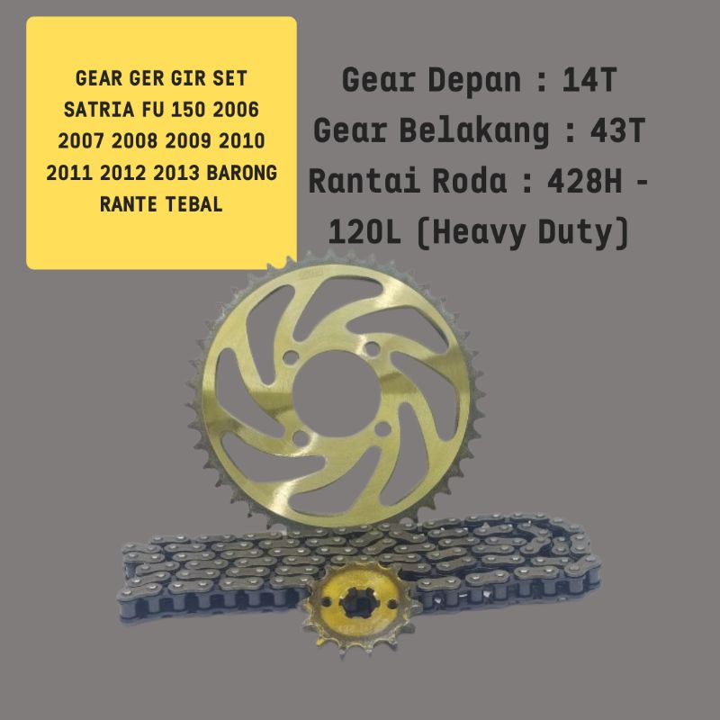 GEAR GER GIR SET SATRIA FU 150 2006 2007 2008 2009 2010 2011 2012 2013 BARONG RANTE TEBAL DAYA TAHAN