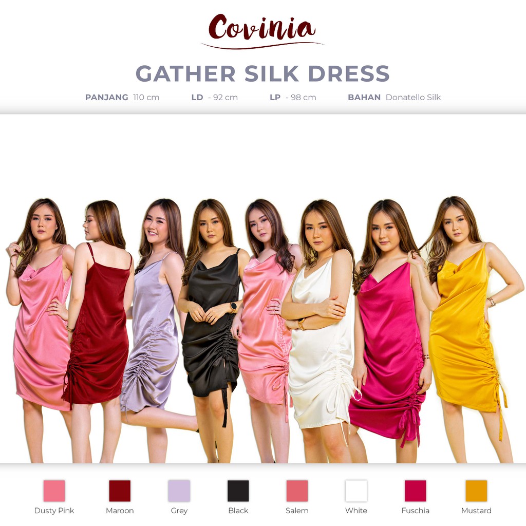 Covinia Gath Silk Dress x Sarah Gibson Sleeveless Bodycon Drapery Gather Donatello Silk - CRG191059