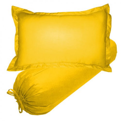 1 Set Sarung Bantal Guling Serba Serbi Dekorasi Kamar Bahan Katun Polos Warna Kuning
