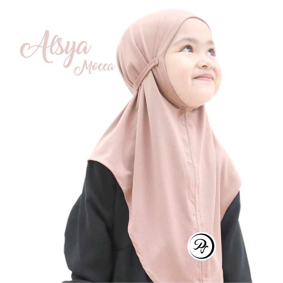 pesyenku alsya hijab kerudung jilbab instan warna mocca susu ori tali anak perempuan nyaman adem tid