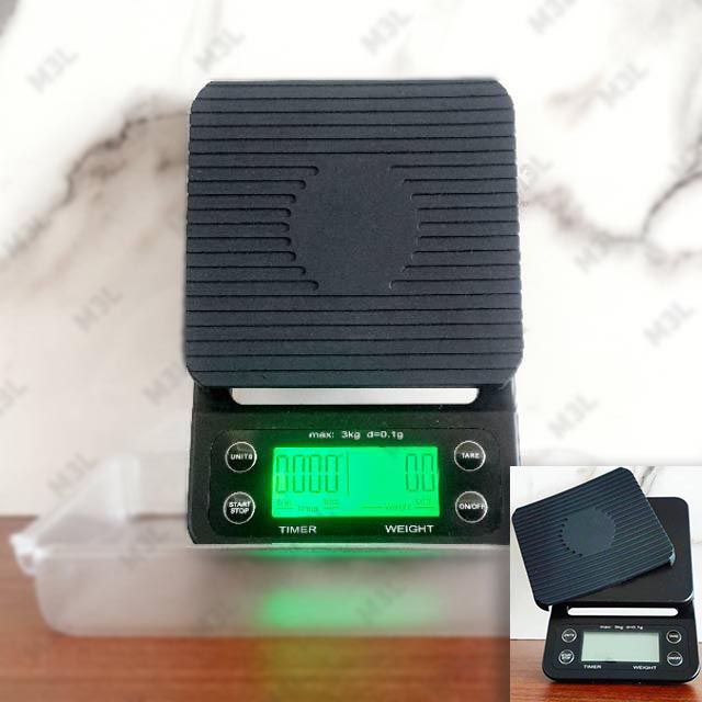 MPro 3/5 Kg 0.1 G Timbangan Dapur Dengan Timer Akurasi Gram Green Led Drip Coffee Scale Dapur Ms-K07 Taffware Digipounds