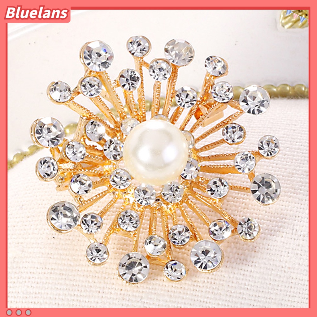 Bros Pin Lencana Bentuk Bulat Aksen Berlian Imitasi Gaya Vintage Untuk Aksesoris Pakaian