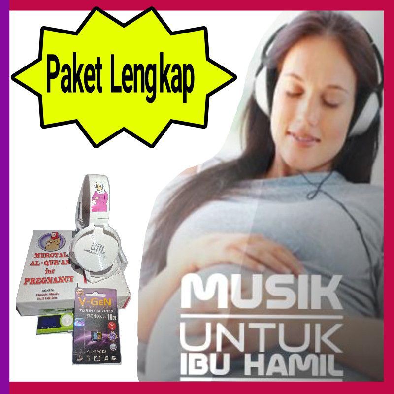Paket Lengkap Headset Ibu Hamil Musik Klasik/Murottal