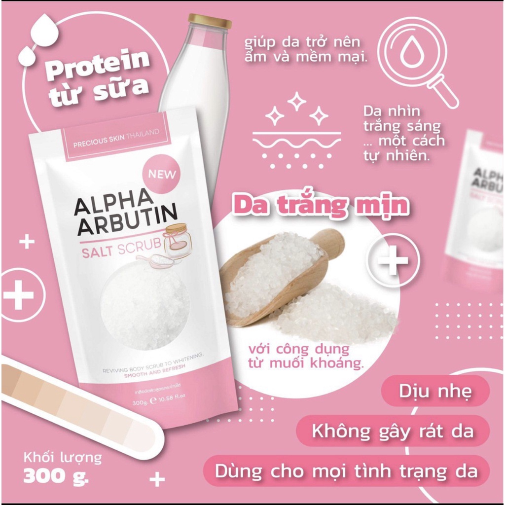 Precious Skin Alpha Arbutin 3Plus Whitening Body Shower Salt Scrub / Lulur Badan / Garam Mandi 300g