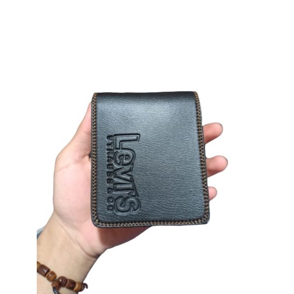 DOMPET HITAM PRIA MODEL KULIT SINTETIS LENTUR / DOMPET LIPAT PRIA