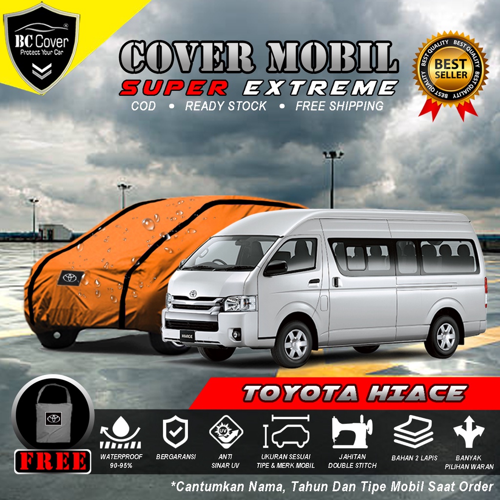 Body Cover Mobil Toyota Hiace Waterproof / Sarung Mobil Toyota Hiace Premio Waterproof / Selimut Tutup Penutup Mantol Kerudung Mantel Mobil Toyota Hiace Commuter Waterproof Outdoor Anti Air