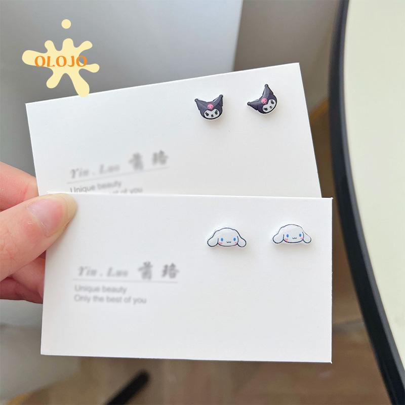 Anting Hypoallergenic Desain Kartun Cinnamoroll Dog Kitty Melody Kuromi Untuk Pelajar