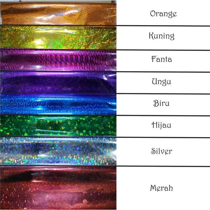 Plastik hologram motif 70x50cm warna warni pembungkus kado plastic wrapping metalic kertas pembungkus glossy bunga paket