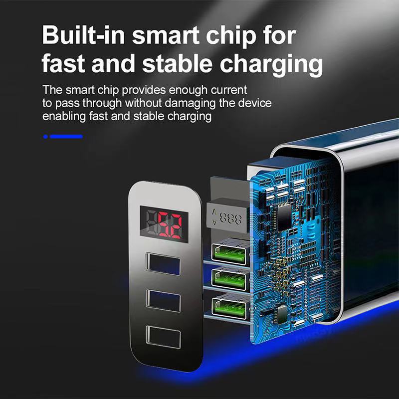 Kepala Charger 3 Ports USB Charger LED Display