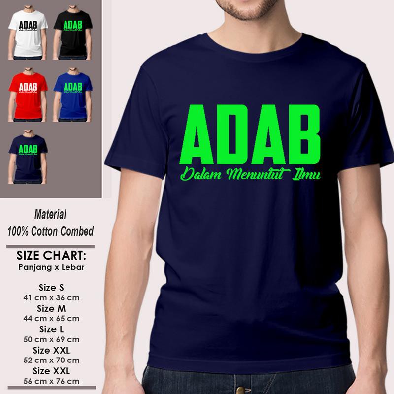 Kaos Dakwah Muslim Pria Lengan Pendek Keren SP-LSMSAK190 ADAB DALAM MENUNTUT ILMU Islami Kekinian-2