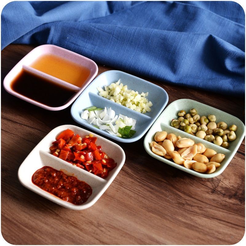 Mangkok Saji Sambel 2 Sekat Wadah Tempat Saos Bumbu Saus Kecap Sauce plate dish