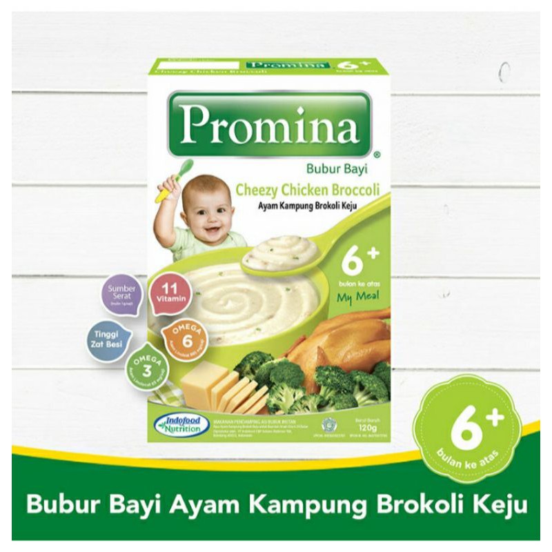 Jual Promina bubur bayi cheezy chicken broccoli 6m+ 120gr Indonesia|Shopee  Indonesia