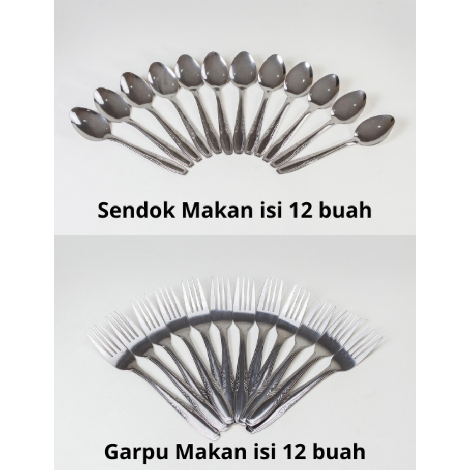 [BISA COD] Sendok Garpu Makan Ulir Isi 24 pcs Stainless Tebal 303 18gr Anti Karat Berkualitas Murah Ekonomis