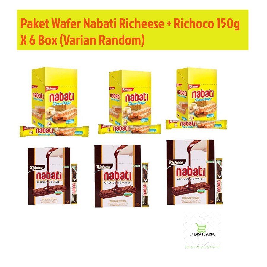 

Paket Wafer Nabati Richeese dan Richoco 150gr X 6 Box (Varian Random)