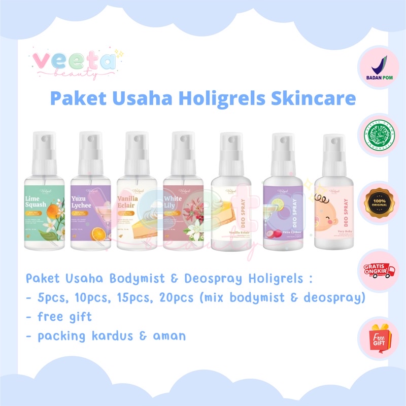 Paket Usaha Bodymist Deospray Holigrels Skincare | Bodymist Holigrels Skincare