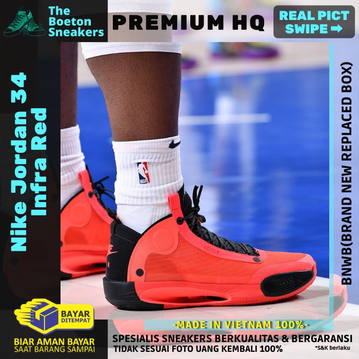 AIR JORDAN 34 INFRA RED SEPATU OLAHRAGA BASKET PRIA WANITA PREMIUM ORIGINAL QUALITY