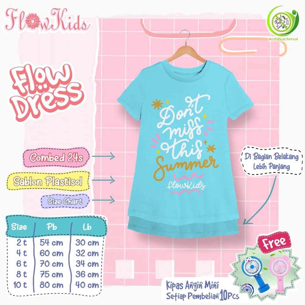 DRESS ANAK PEREMPUAN MINI DRESS 2-10TH