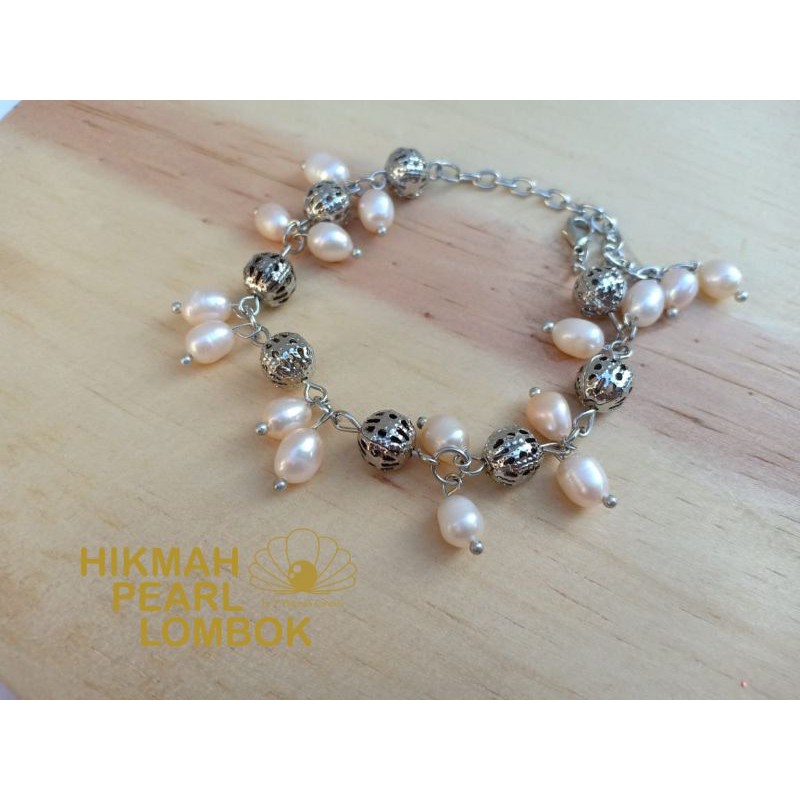 gelang rumbai mutiara baby pearl asli lombok
