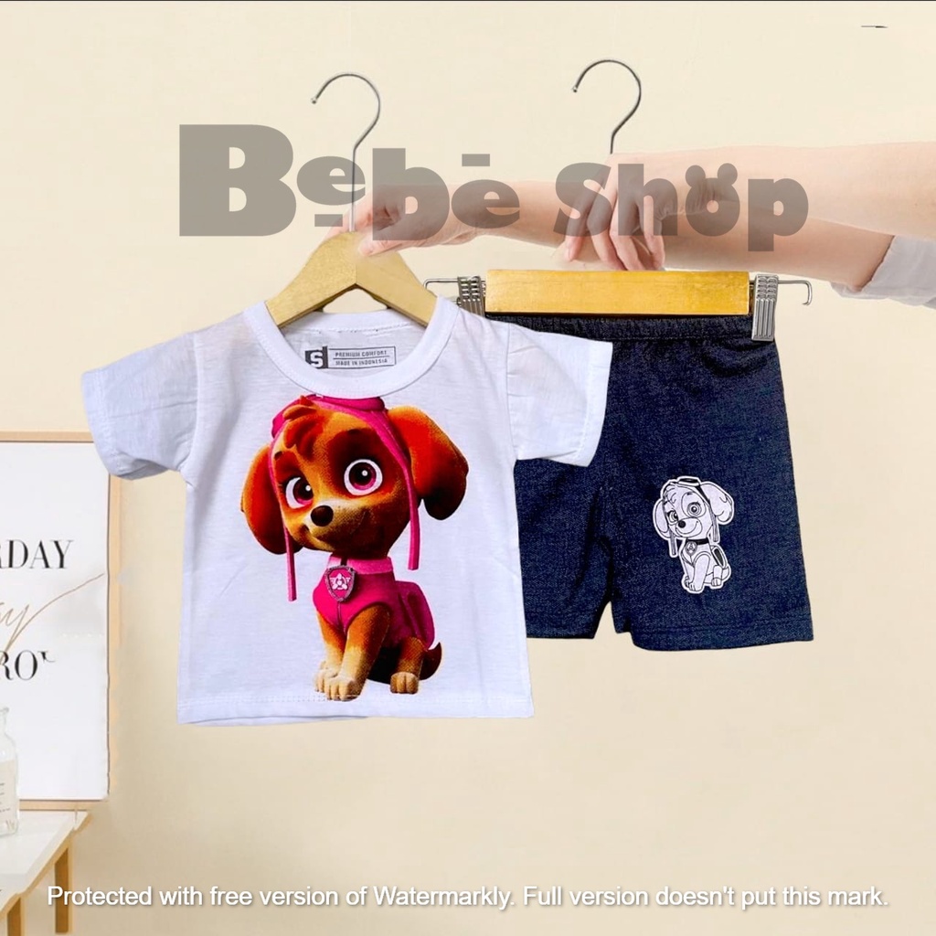 Setelan anak  laki-laki  karakter kartun stay safe usia 0 sampai 2 tahu  bahan katun PE
