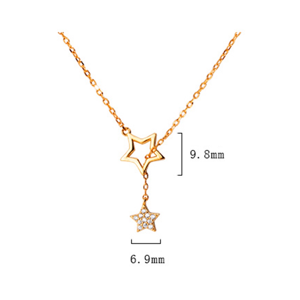 Hu Hu Hu Hu Hu Alat Bantu Pasang Kacamata♡ Kalung Rantai Pendek Lapis Silver Anti Karat Desain Bintang Ganda Untuk Harian