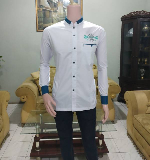 Baju Koko Pria Muslim Gus Azmi Syubbanul Muslimin Kombinasi Hadroh Azzahir Hilwa Ala Santri Modern