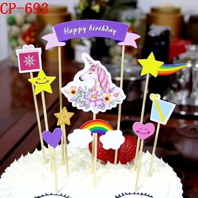 Cake Topper Happy birthday Tema Pirate Owl Princess Pororo Superman