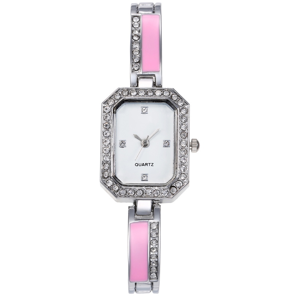 COD Jam Tangan Quartz Strap  Analog Casual Gaya Retro Untuk Wanita Watch Korean Fashion W187-Putih pink