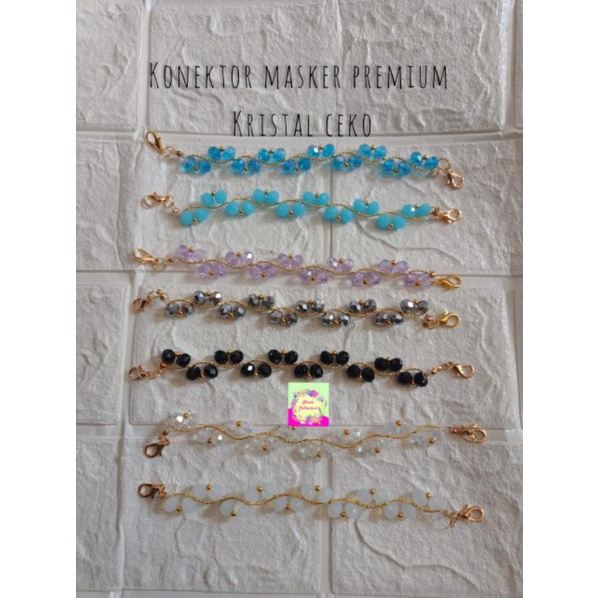 Konektor masker kristal ceko perlusin tali masker premium