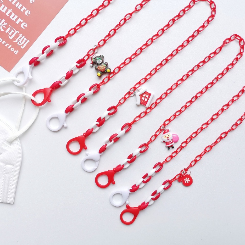 New Creative Cartoon Christmas Acrylic Lanyard Necklace Glasses Chain Headphone Chain Mask Chain