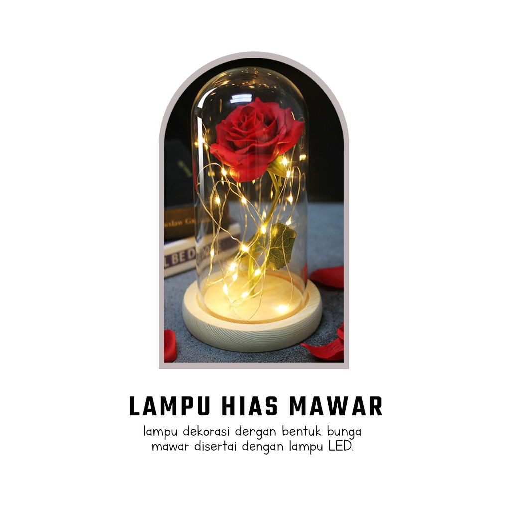 Lampu Hias Mawar LED Beauty and the Beast Rose