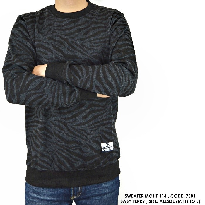 Sweater Switer Kaos Panjang Cowok Pria Motif Zebra