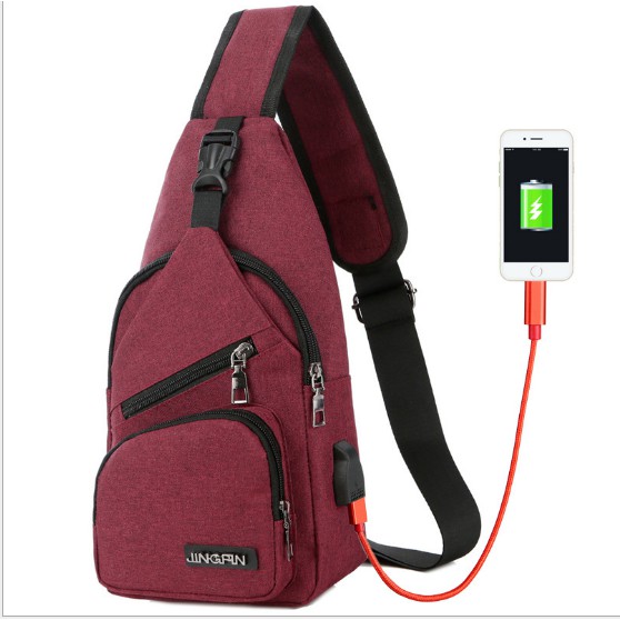 Tas USB Selempang Sling Bag Tas Dada Anti Air + Free Cable USB Extension